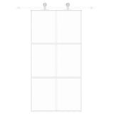Porta Scorrevole Bianca 102,5x205cm Vetro Temperato e Alluminio