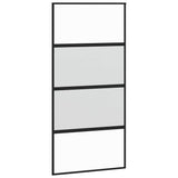 Porta Scorrevole Nera 102,5x205 cm Vetro Temperato e Alluminio