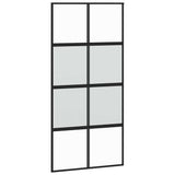 Porta Scorrevole Nera 102,5x205 cm Vetro Temperato e Alluminio