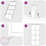 Porta Scorrevole Nera 102,5x205 cm Vetro Temperato e Alluminio