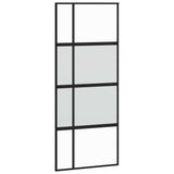 Porta Scorrevole Nera 90x205 cm in Vetro Temperato e Alluminio
