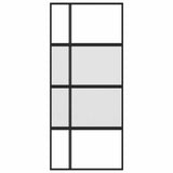 Porta Scorrevole Nera 90x205 cm in Vetro Temperato e Alluminio