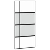 Porta Scorrevole Nera 102,5x205 cm Vetro Temperato e Alluminio