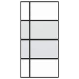 Porta Scorrevole Nera 102,5x205 cm Vetro Temperato e Alluminio