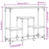 Tavolo Consolle Grigio Sonoma 89,5x28x76cm in Legno truciolato
