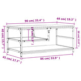 Tavolino da Salotto Grigio Sonoma 90x49x40 cm Legno truciolato