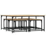 Tavolini Impilabili 5 pz Rovere Sonoma in Legno truciolato