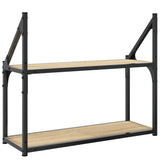 Mensola da parete a 2 ripiani in rovere Sonoma 60x21x51 cm in legno ingegnerizzato