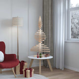 Albero di Natale Decorativo in Legno 120 cm Legno Massello Pino