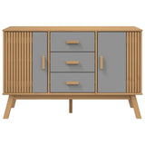 Credenza OLDEN Grigia e Marrone 114x43x73,5 cm Massello di Pino