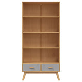 Libreria 4 Ripiani OLDEN Grigia e Marrone Legno Massello Pino