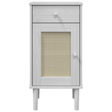 Comodino SENJA Aspetto Rattan Bianco 40x35x80 cm in Legno Pino