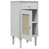 Comodino SENJA Aspetto Rattan Bianco 40x35x80 cm in Legno Pino