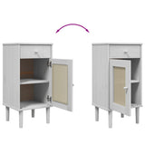 Comodino SENJA Aspetto Rattan Bianco 40x35x80 cm in Legno Pino