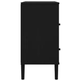 Credenza SENJA Aspetto Rattan Nero 80x40x80 cm Massello Pino