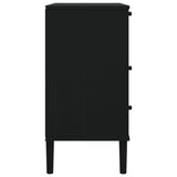 Cassettiera SENJA Aspetto Rattan Nera 80x40x80 cm in Legno Pino