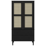 Armadio SENJA Aspetto Rattan Nero 90x55x175 cm Massello Pino