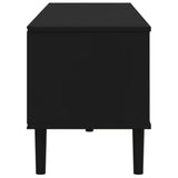 Mobile TV SENJA Aspetto Rattan Nero 158x40x49 cm Massello Pino
