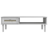 Tavolino SENJA Aspetto Rattan Bianco 100x55x33cm Legno Massello