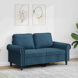 Divano a 2 Posti Blu 120 cm in Velluto