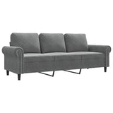 Divano a 3 Posti Grigio Scuro 180 cm in Velluto