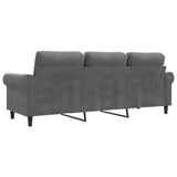 Divano a 3 Posti Grigio Scuro 180 cm in Velluto
