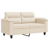 Divano a 2 Posti Beige 120 cm in Tessuto Microfibra