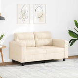 Divano a 2 Posti Beige 120 cm in Tessuto Microfibra