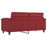Divano a 2 Posti Rosso Vino 140 cm in Similpelle