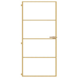 Porta Interni Sottile Oro 93x201,5cm Vetro Temperato Alluminio