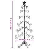 Albero di Natale Decorativo in Metallo Nero 180 cm