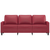 Divano a 3 Posti Rosso Vino 180 cm in Similpelle
