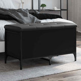 Panca Portaoggetti Nera 82x42x45 cm in Legno truciolato