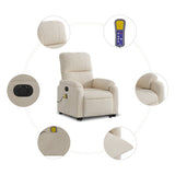 Poltrona a Rialzo Reclinabile Massaggiante Beige in Microfibra
