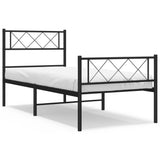 Giroletto con Testiera e Pediera Metallo Nero 75x190 cm
