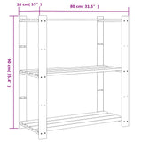 Scaffale a 3 Livelli Nero 80x38x90 cm in Legno Massello di Pino