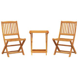 Set da Pranzo da Giardino Pieghevole 3 pz in Massello di Acacia