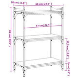 Libreria a 3 Ripiani Rovere Fumo 60x30x86 cm Legno truciolato