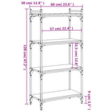 Libreria a 4 Ripiani Nera 60x30x120 cm in Legno truciolato