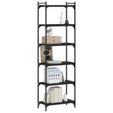 Libreria a 6 Ripiani Nera 60x30x188 cm in Legno truciolato