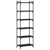 Libreria a 6 Ripiani Nera 60x30x188 cm in Legno truciolato