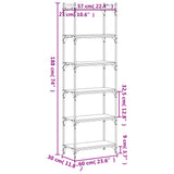 Libreria a 6 Ripiani Nera 60x30x188 cm in Legno truciolato