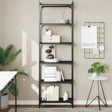 Libreria a 6 Ripiani Nera 60x30x188 cm in Legno truciolato