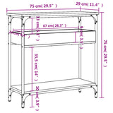 Tavolo Consolle con Ripiano Nero 75x29x75cm Legno truciolato