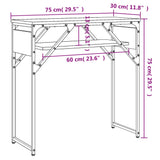 Tavolo Consolle con Ripiano Nero 75x30x75cm Legno truciolato