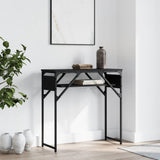 Tavolo Consolle con Ripiano Nero 75x30x75cm Legno truciolato