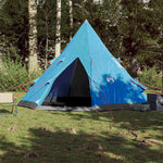 Tenda da Campeggio Tipi per 4 Persone Blu Impermeabile