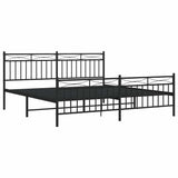 Giroletto con Testiera e Pediera Metallo Nero 183x213 cm