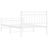 Giroletto con Testiera e Pediera Metallo Bianco 100x200 cm