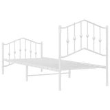 Giroletto con Testiera e Pediera Metallo Bianco 80x200 cm